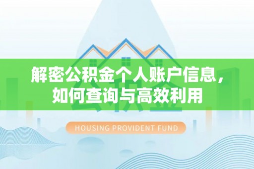 邵武解密公积金个人账户信息，如何查询与高效利用