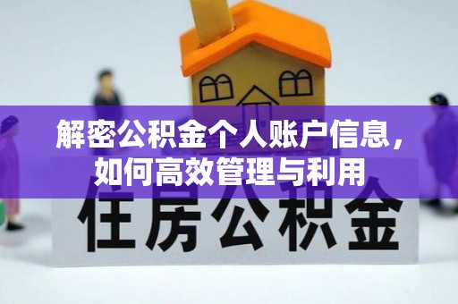 邵武解密公积金个人账户信息，如何高效管理与利用